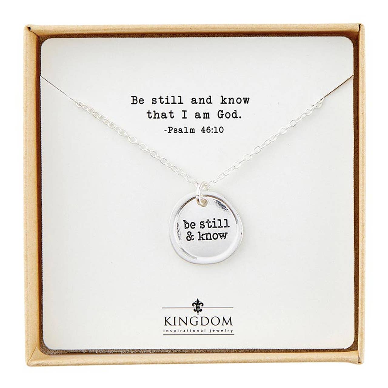 Stamp Pendant Necklace - Be Still - Silver