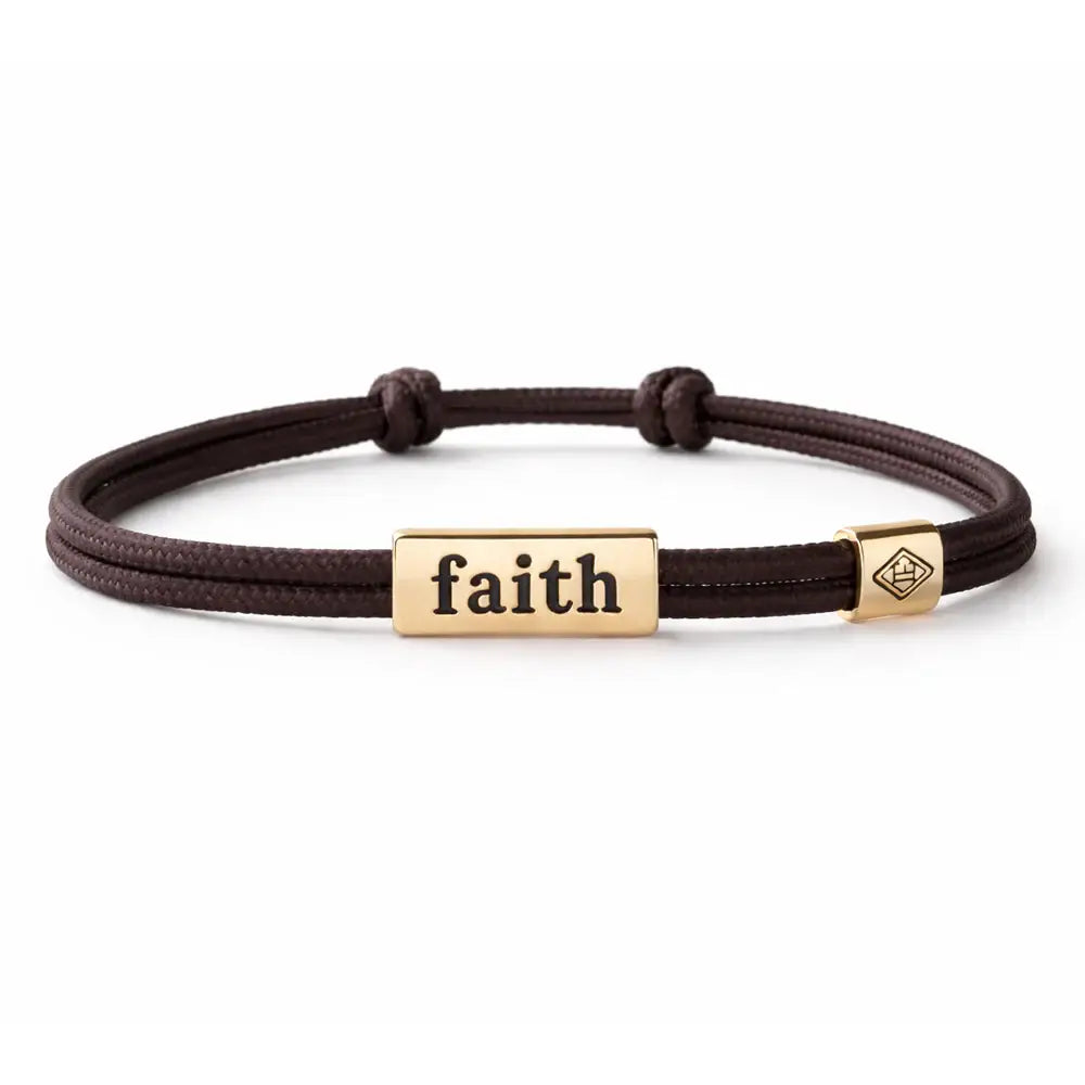 Sentiment Bracelet – Faith | Espresso Brown Cord | Grad Gift