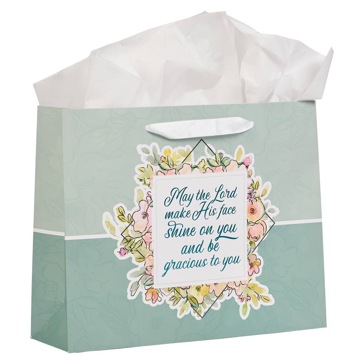 May His Face Shine Upon You Teal Large Landscape Gift Bag -