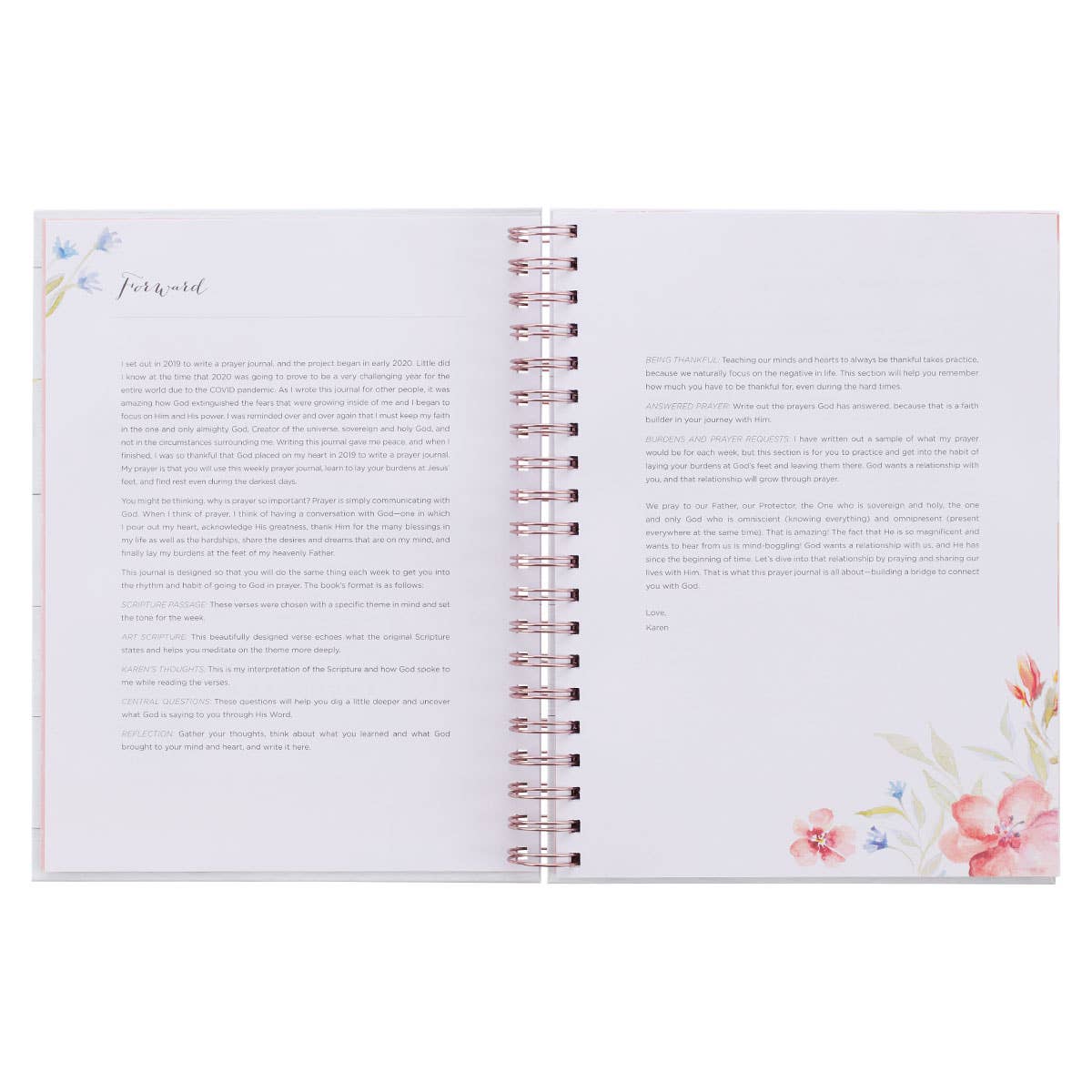 Prompted Hardcover Wirebound Prayer Journal White for Women