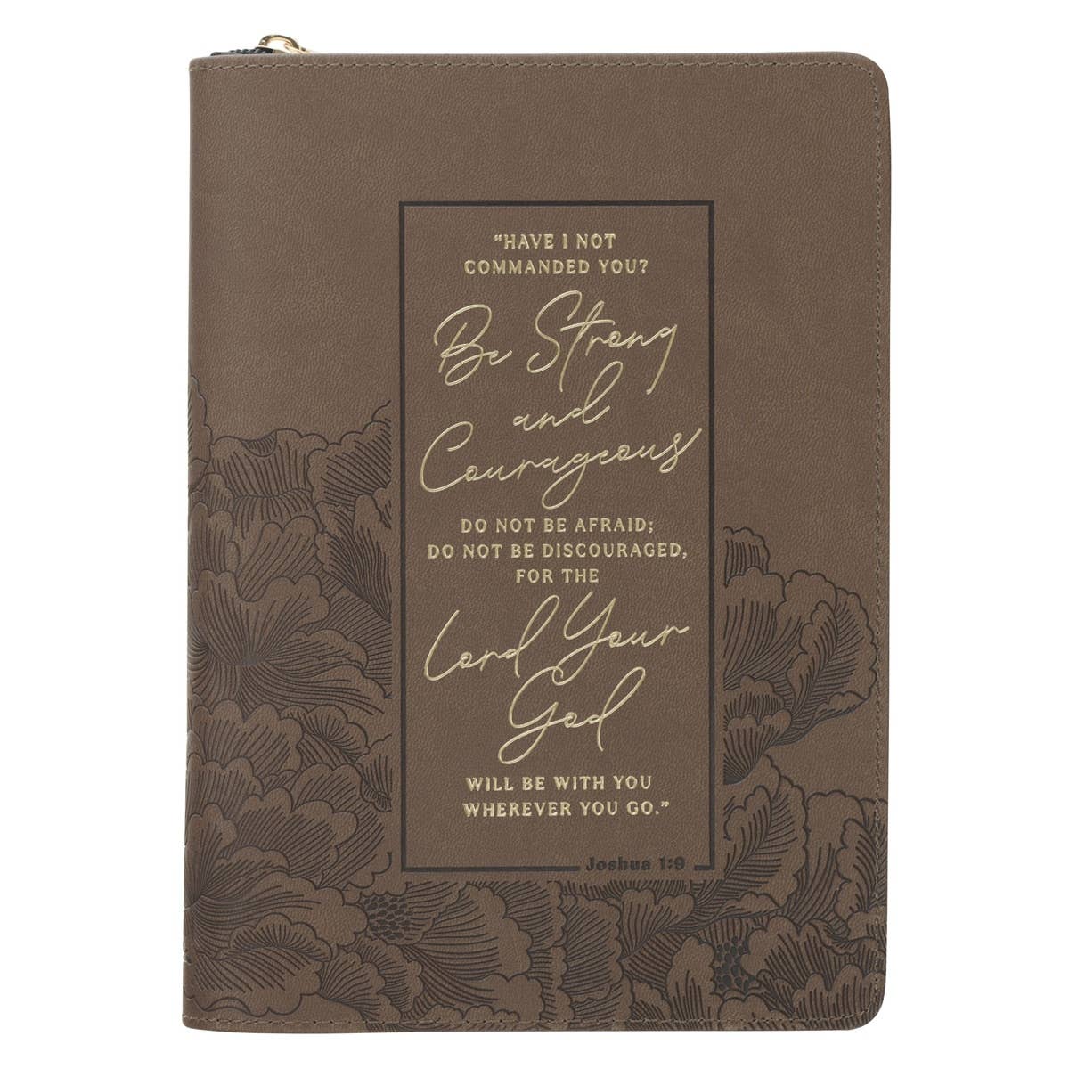 Journal Classic Zip Brown Strong & Courageous Josh. 1:9 2025