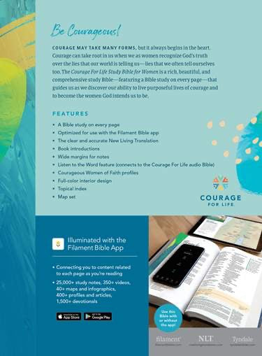 NLT Courage For Life Study Bible for Women, Filament Enabled, Blue