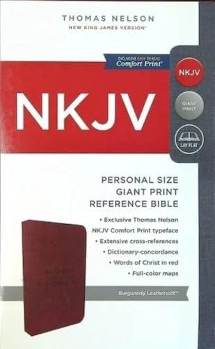 NKJV Personal Size Bible, Giant Print, Leathersoft, Burgundy, Red Letter, Comfort Print