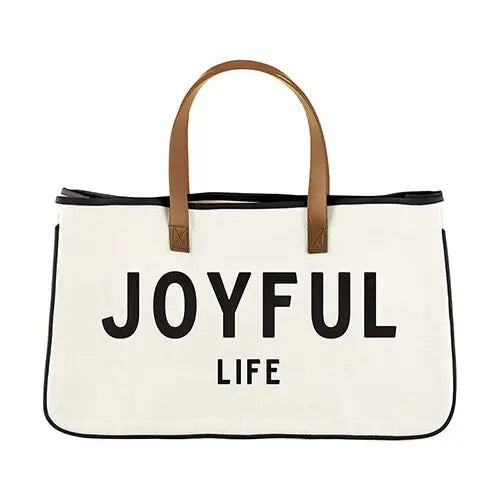 Large Canvas Tote Bag - Joyful Life