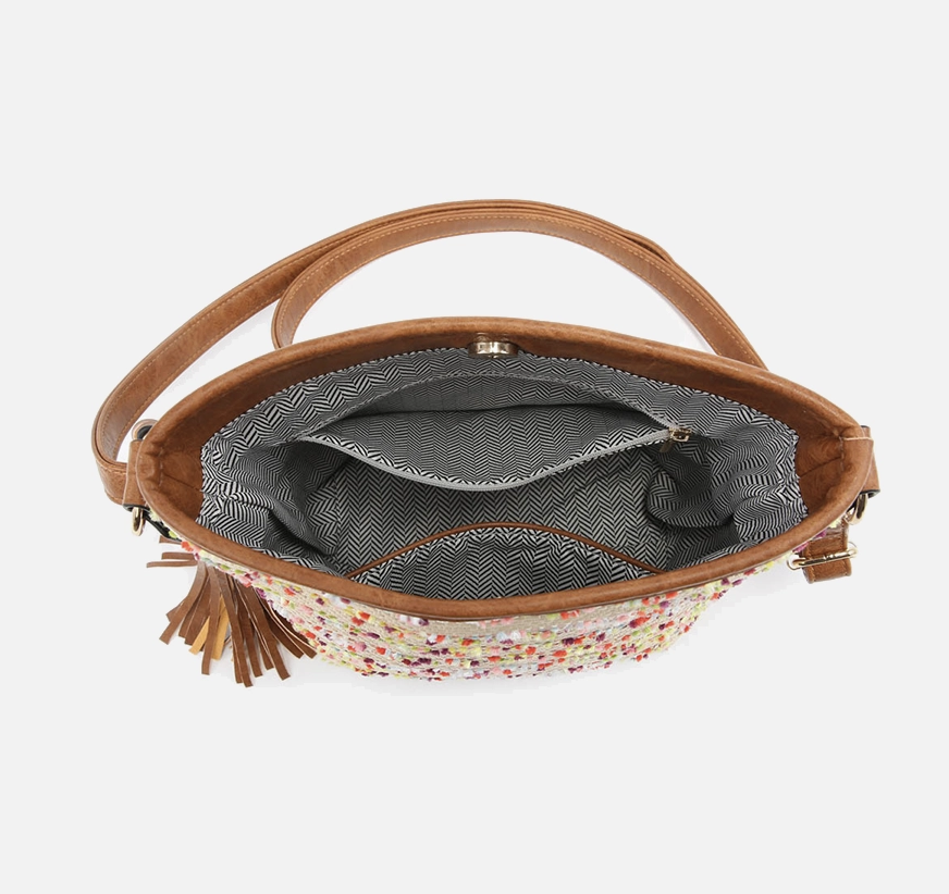 Autumn Straw Textured Crossbody Bag