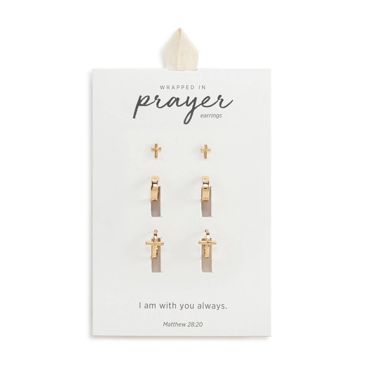 Dainty Cross Earrings Set of 3 - Gold