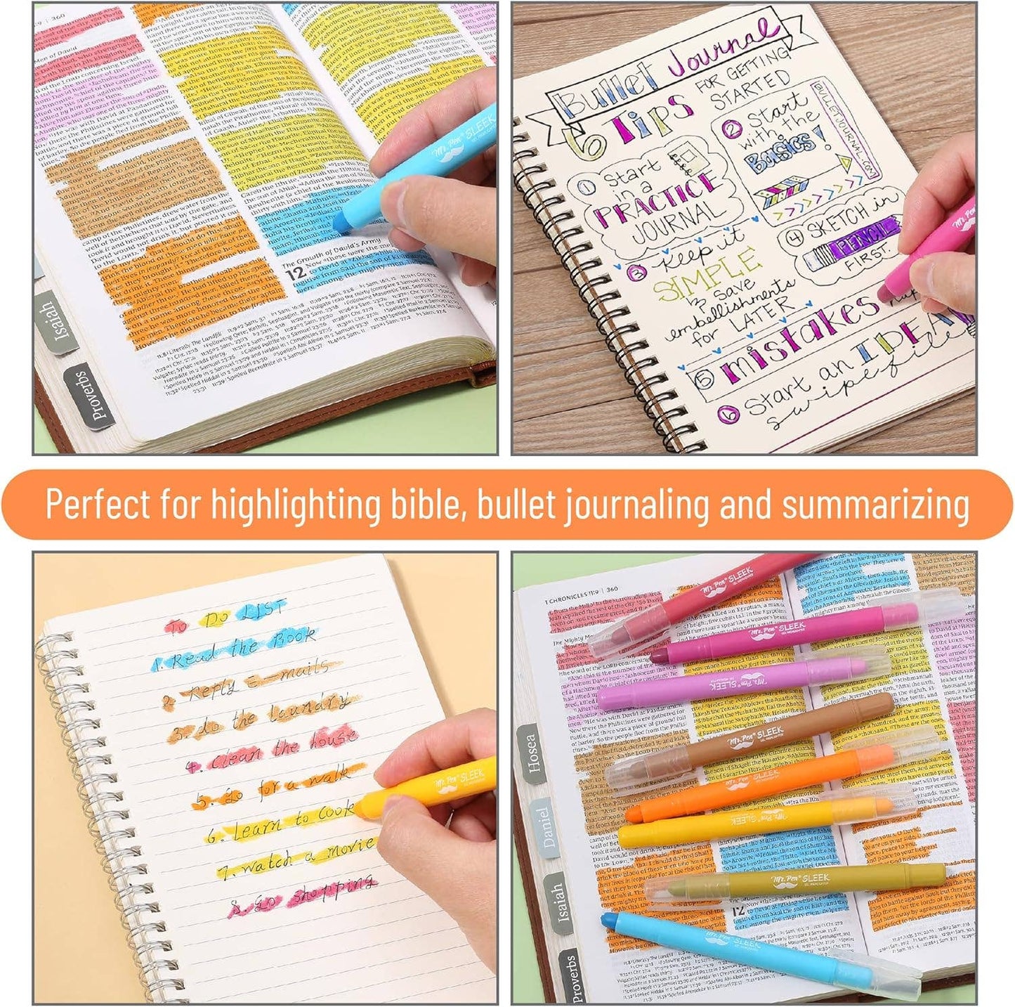 Gel Bible Highlighters 8 Pack No Bleed