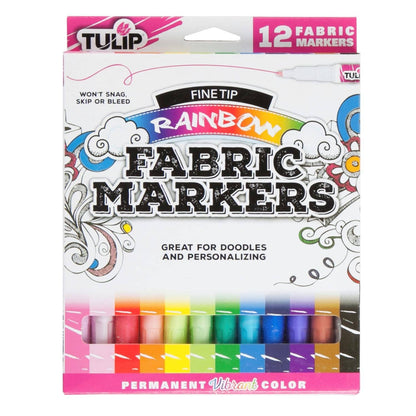 Tulip Fine-Tip Fabric Markers Rainbow 12 Pack