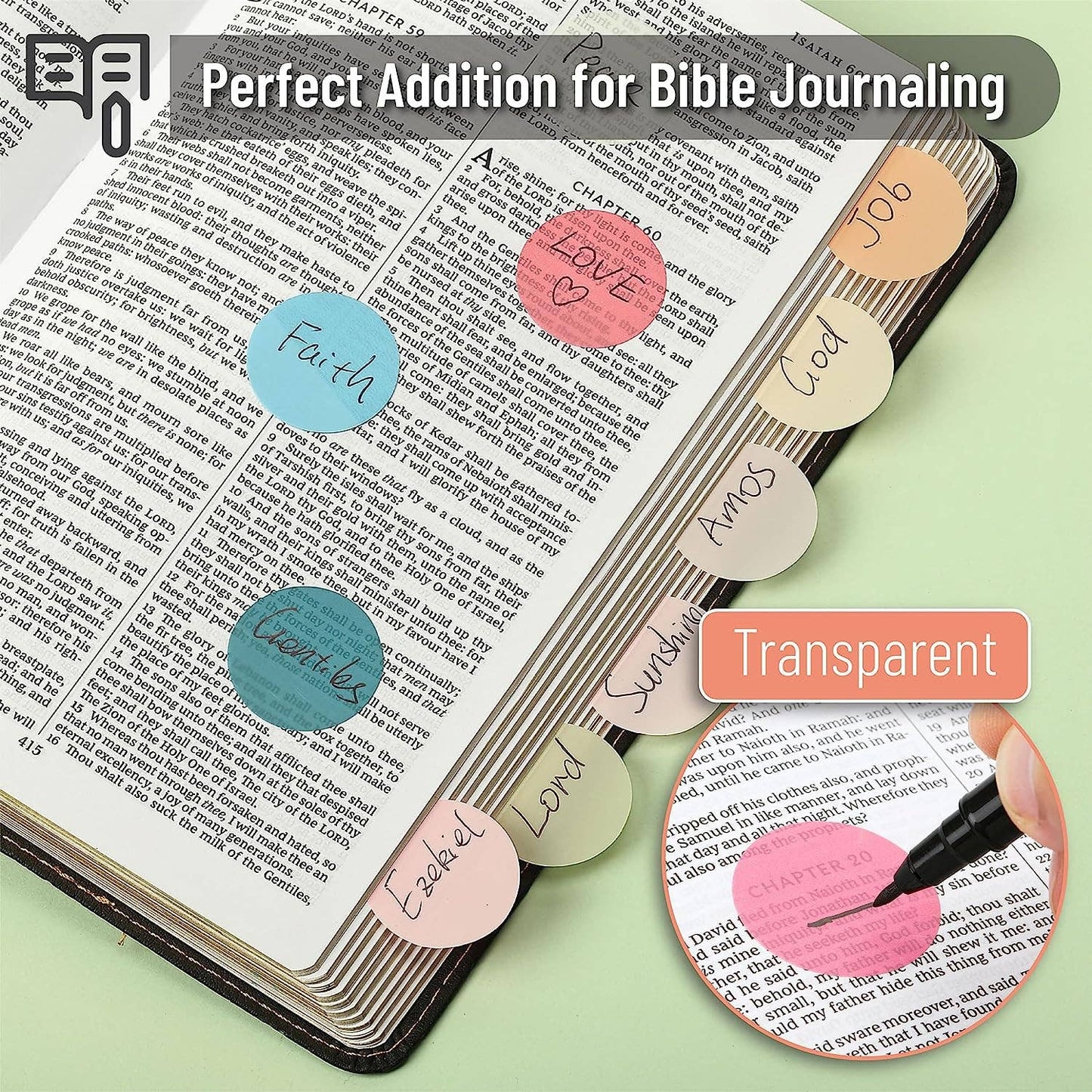Transparent Round Sticky Notes, 560 Pcs, Assorted Colors, 28mm, Sticky Tabs with Quick-Dry Pen