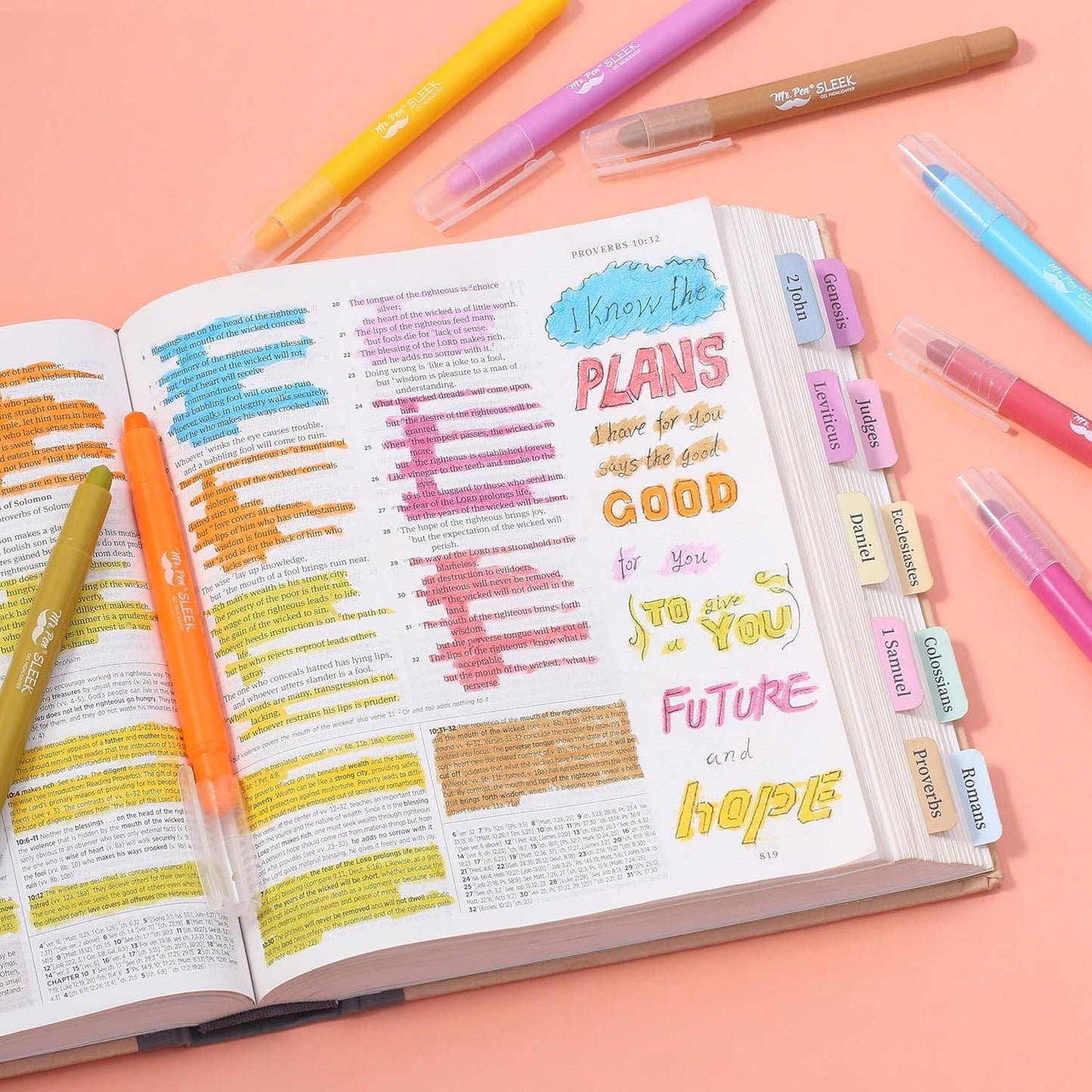 Gel Bible Highlighters 8 Pack No Bleed