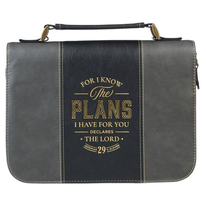 Bible Cover Classic Black/Gray I Know the Plans Jer. 29:11 M