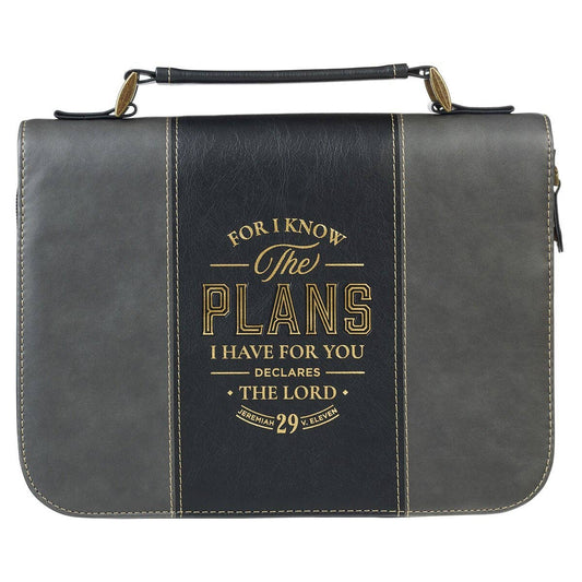 Bible Cover Classic Black/Gray I Know the Plans Jer. 29:11 M