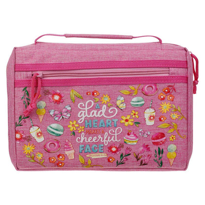 Bible Cover Fashion Pink A Glad Heart Makes Cheer Prov 15:13