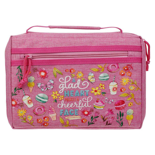 Bible Cover Fashion Pink A Glad Heart Makes Cheer Prov 15:13