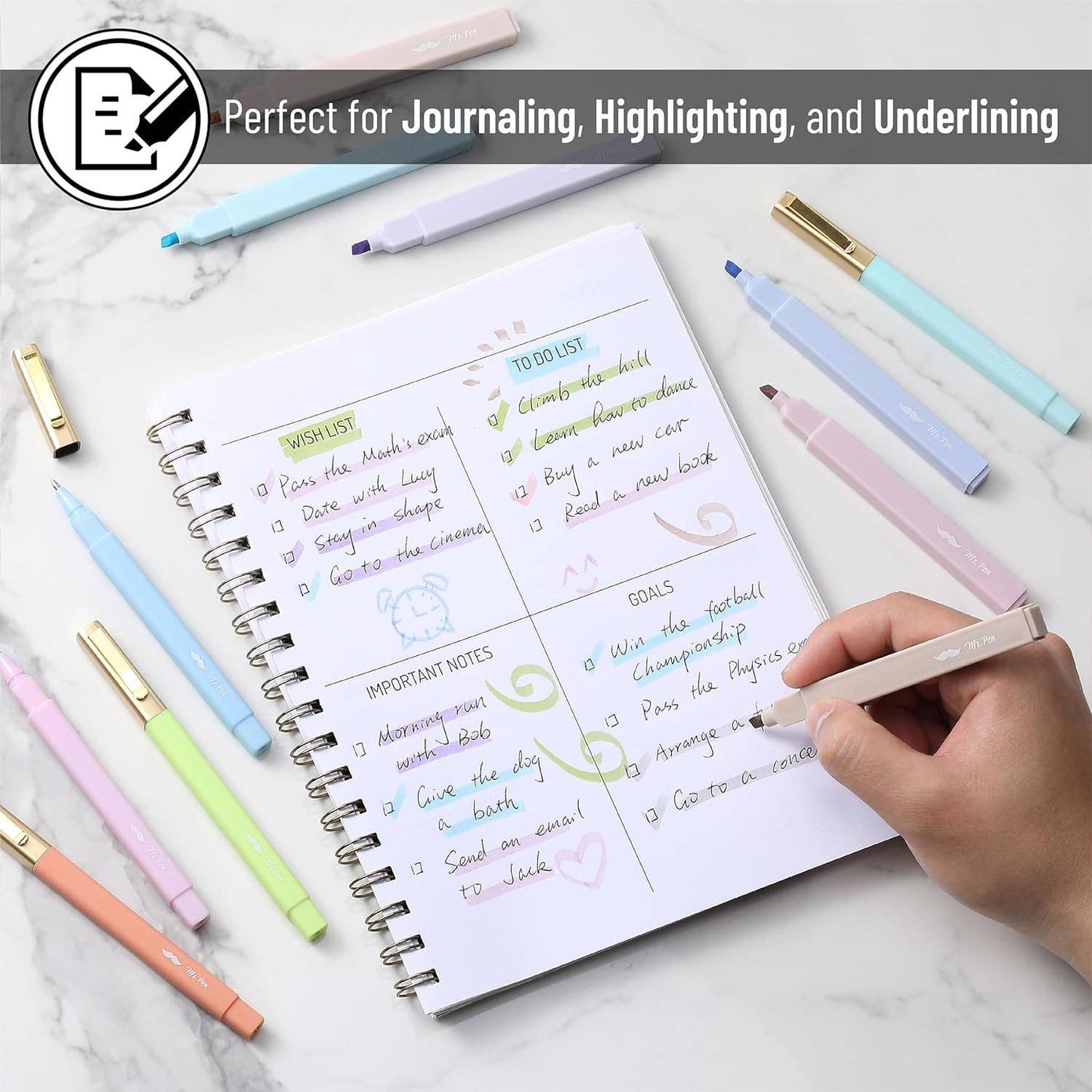 Bible Highlighters & Pens No Bleed 16 Pack Pastel