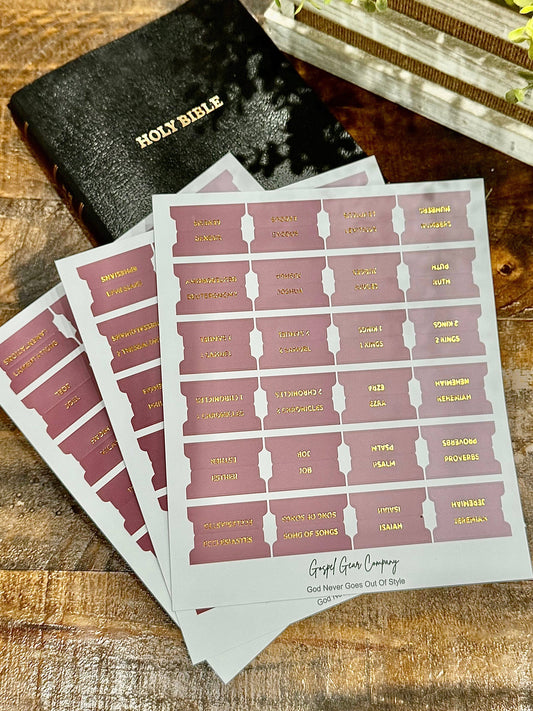 Gold Foil Dusty Rose Matte Bible Tabs