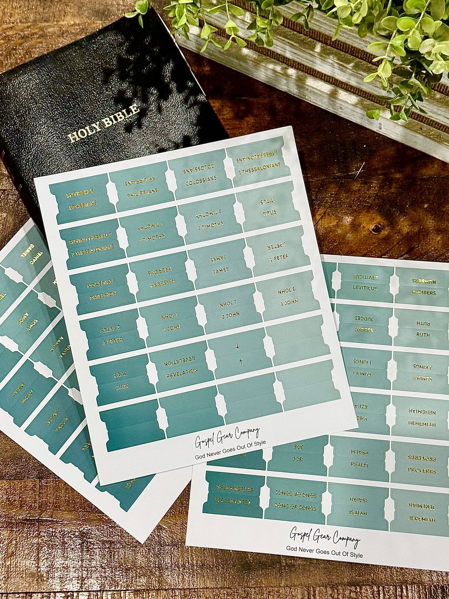 Gold Foil Sea Foam Matte Bible Tabs