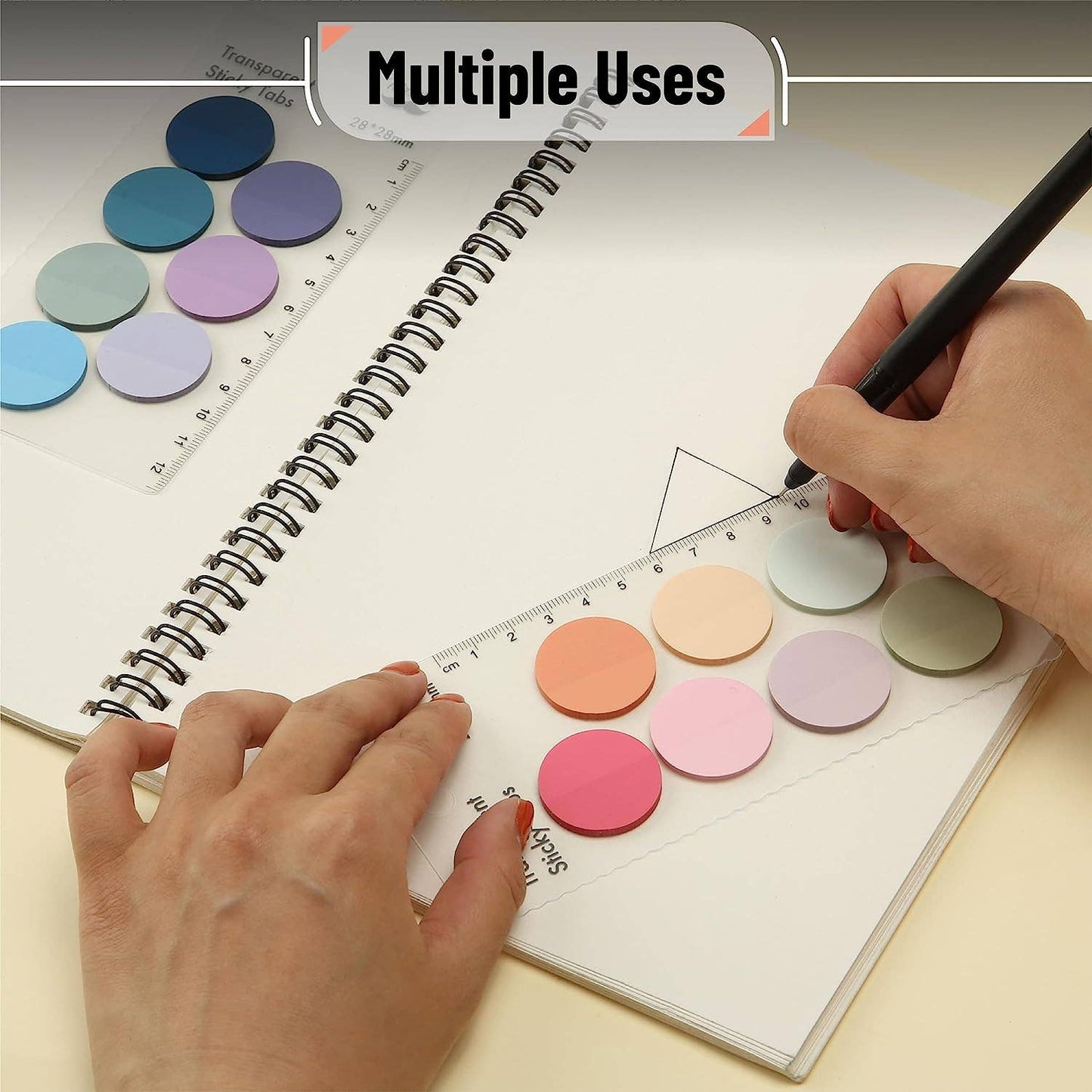 Transparent Round Sticky Notes, 560 Pcs, Assorted Colors, 28mm, Sticky Tabs with Quick-Dry Pen