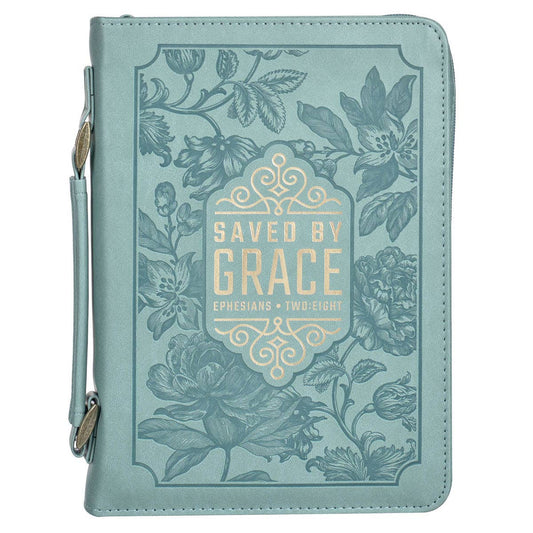 Bible Cover Fashion Teal Saved by Grace Eph. 2:8