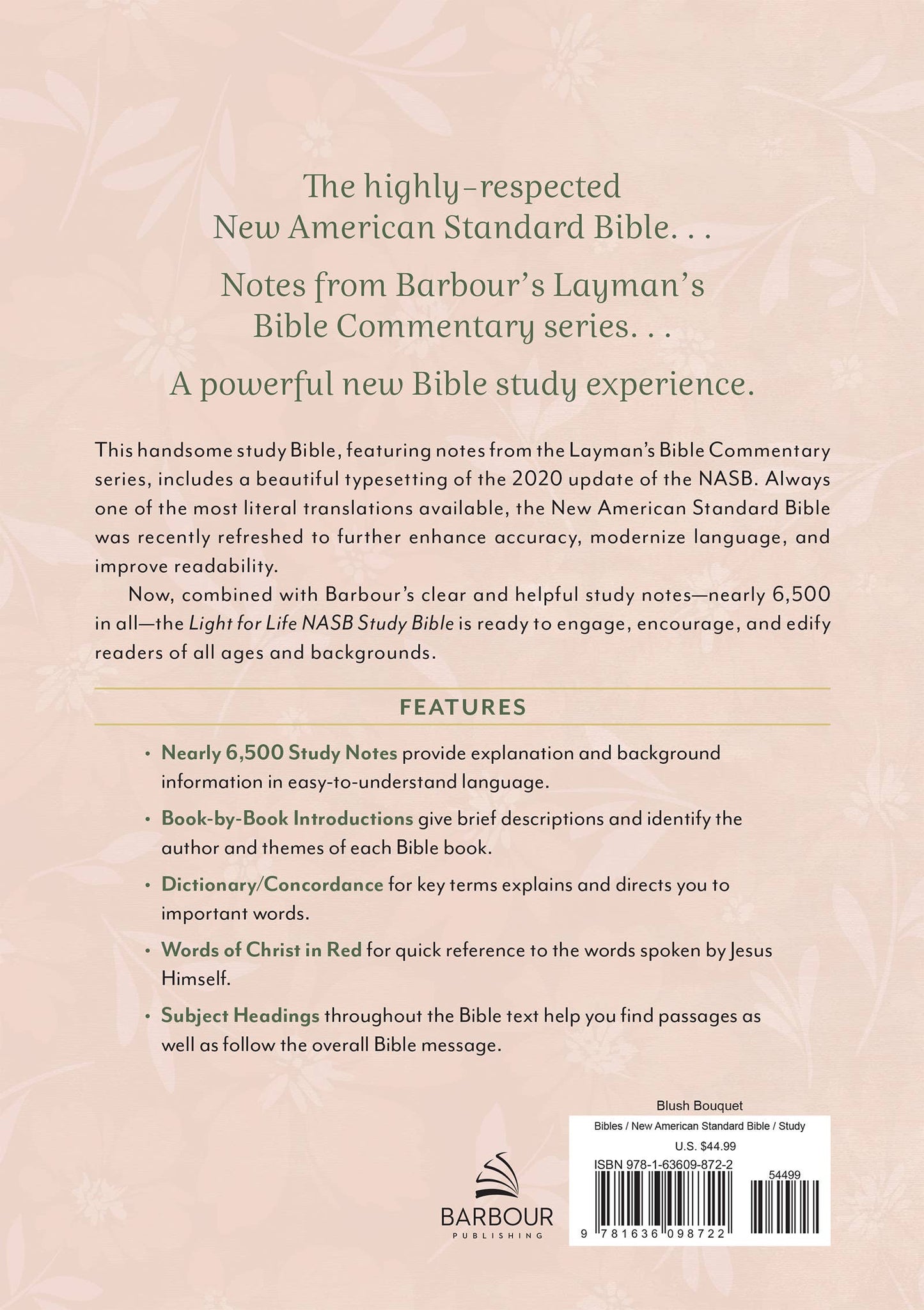 Light for Life NASB Study Bible (Blush Bouquet)