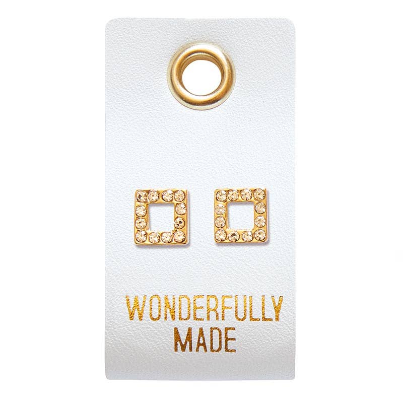 Stud Earrings - Wonderfully Made - Square