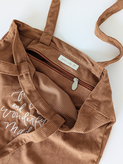 Wonderfully Made Corduroy Tote Bag