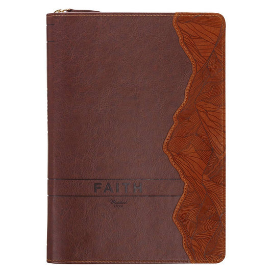 Journal Classic Zip Brown Faith Mountains Matt. 17:20