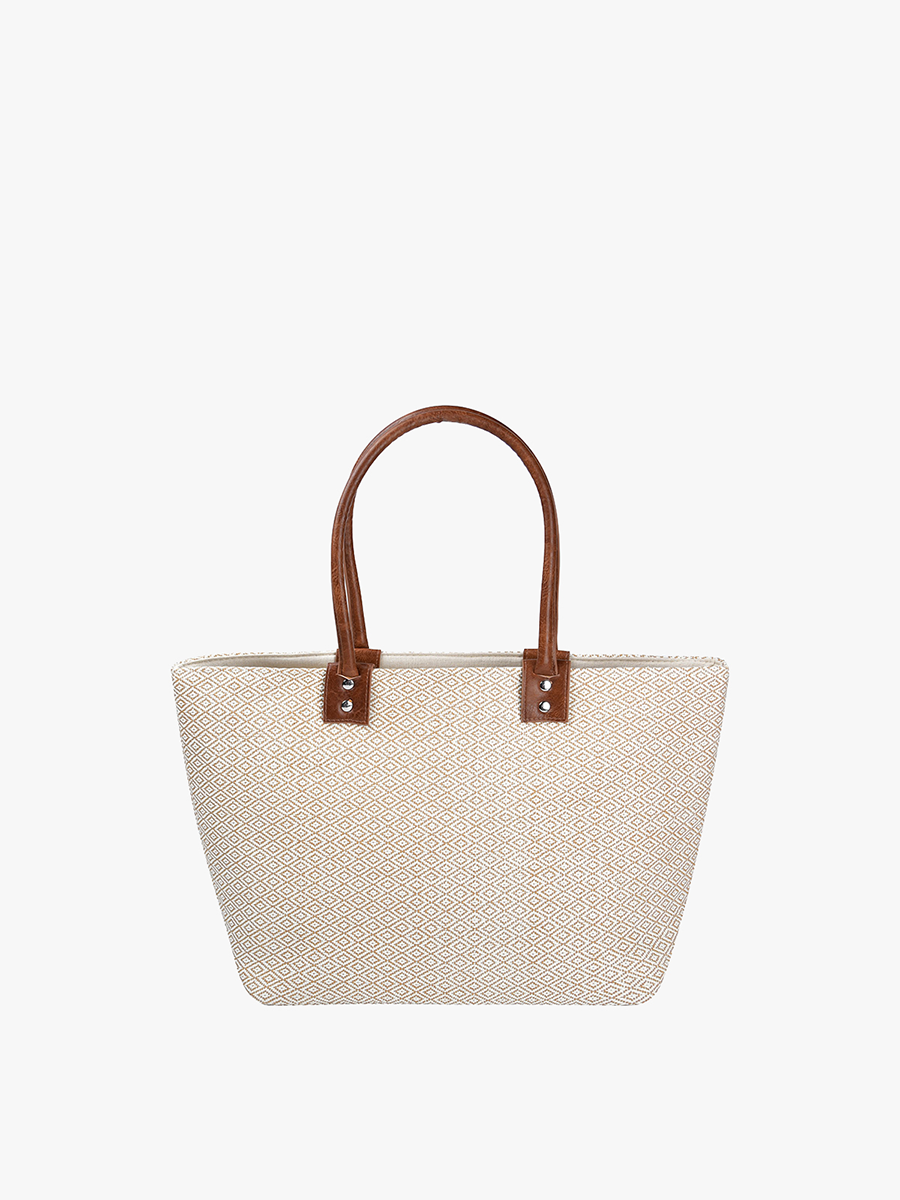 Angelica Small Aztec Straw Tote Bag