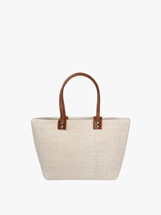 Angelica Small Aztec Straw Tote Bag