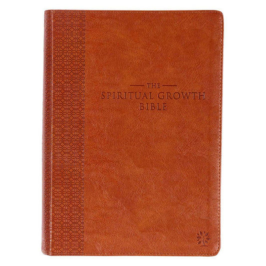 NLT, The Spiritual Growth Bible Faux Leather, Saddle Tan