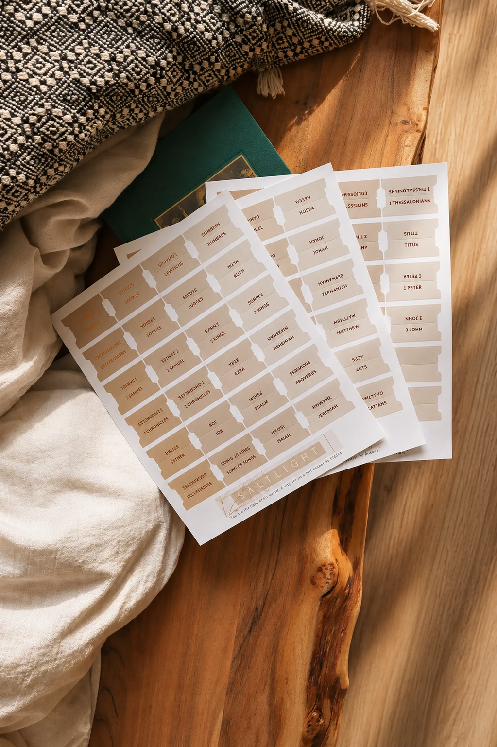 Bible Tabs — Sand + Copper Foil (Matte-Coated)