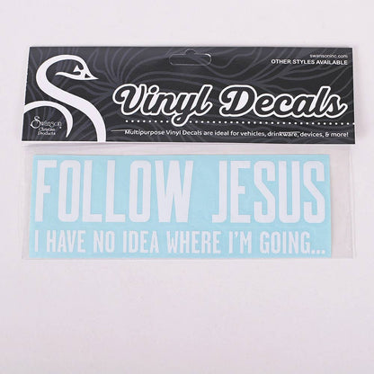 Multi-Purpose Decal - Follow Jesus - White - 3.5Inx8In