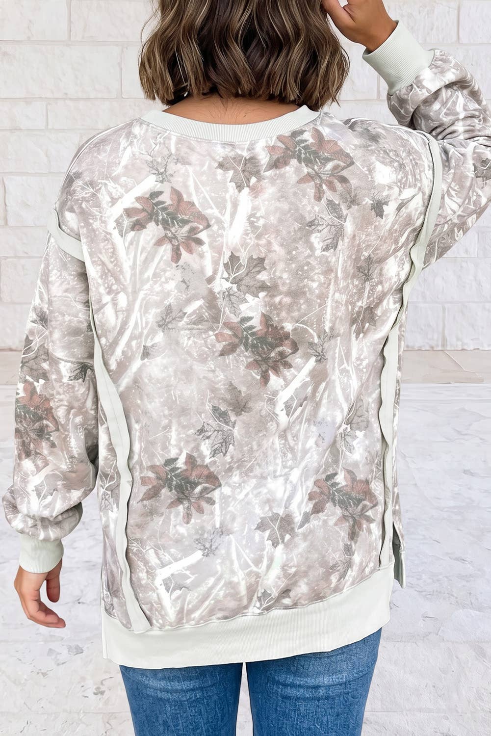 Faith Embroidered Graphic Casual Pullover Camo Sweatshirt