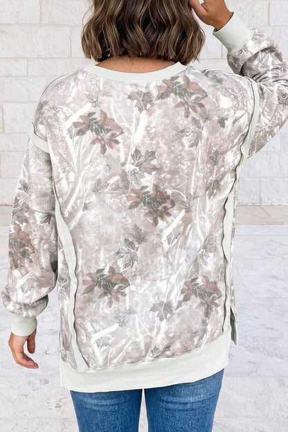 Faith Embroidered Graphic Casual Pullover Camo Sweatshirt