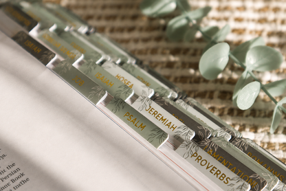 Bible Tabs — Pine Green + Gold Foil (Matte-Coated)