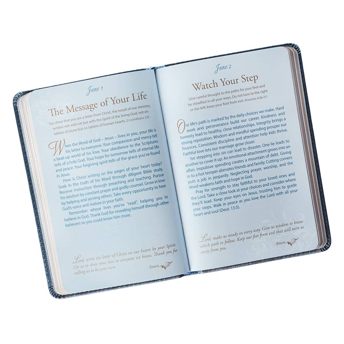 Devotional for Mr. & Mrs. Blue Faux Leather