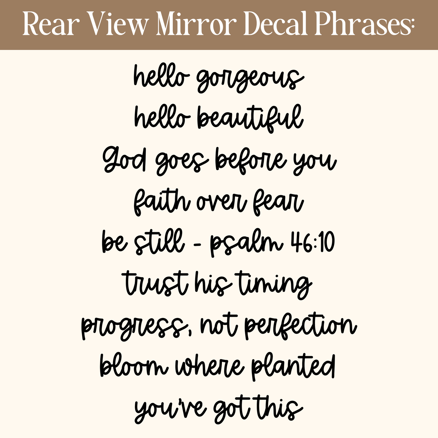 Rear View Mirror Vinyl Decal - White - Cute Car Accessories