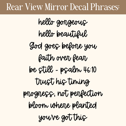 Rear View Mirror Vinyl Decal - White - Cute Car Accessories