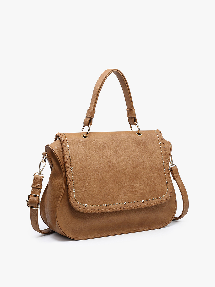 Cricket Studded Flapover Hobo w/ Handle