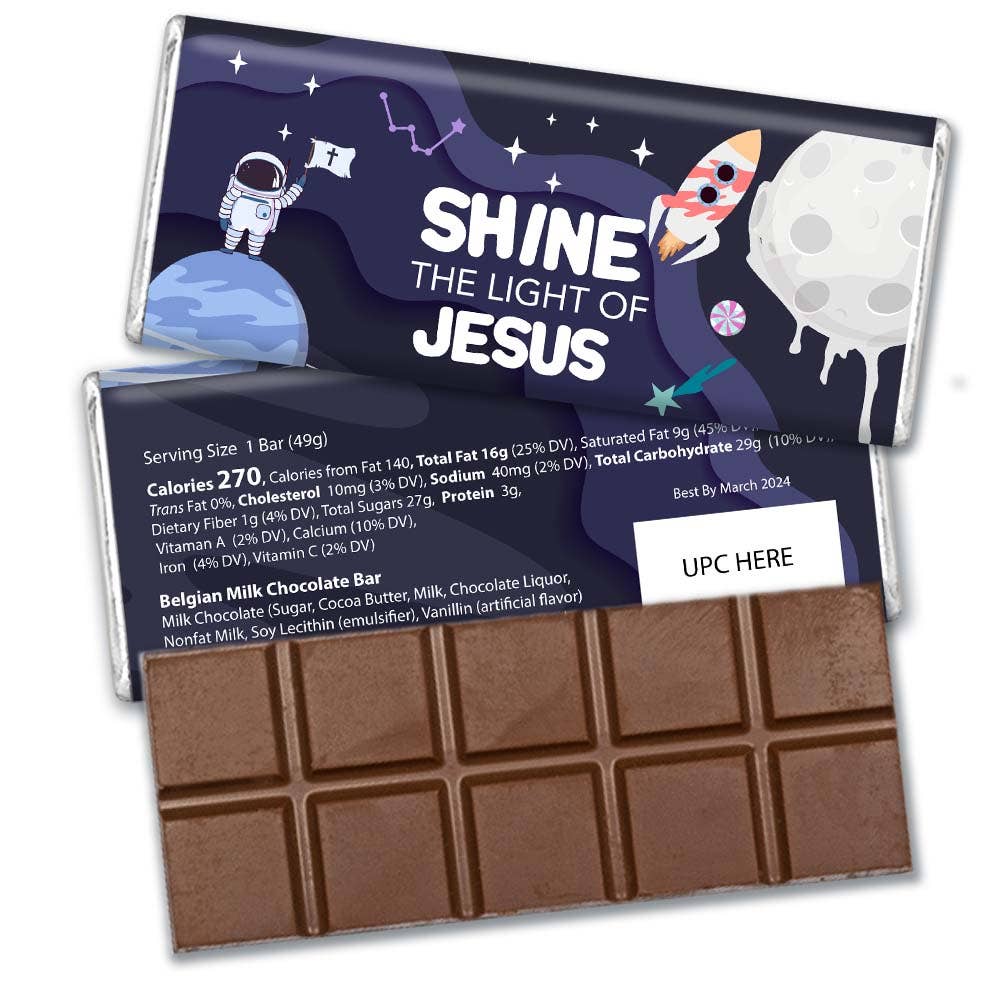 Religious Wrapped Milk Chocolate Belgian Bar - Shine Jesus