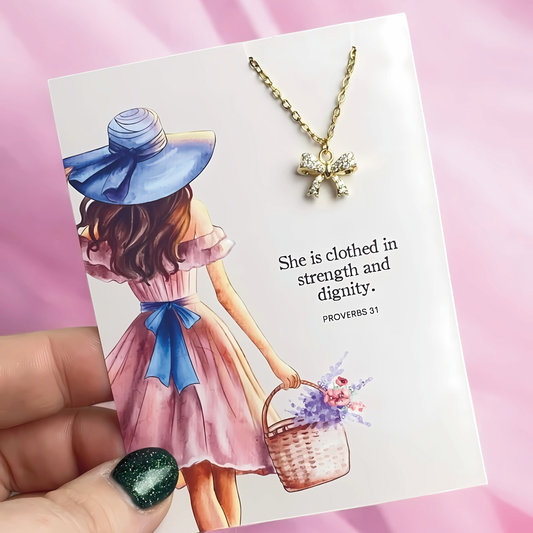 Proverbs 31 Bow Charm Necklace