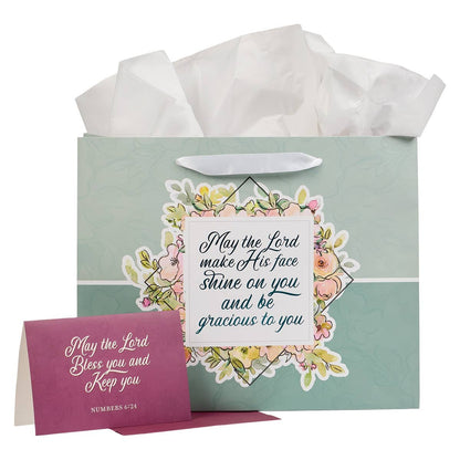 May His Face Shine Upon You Teal Large Landscape Gift Bag -