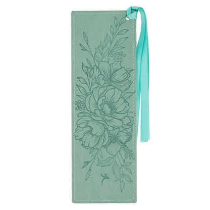 Bookmark Faux Leather Teal Faith 2 Cor. 5:7