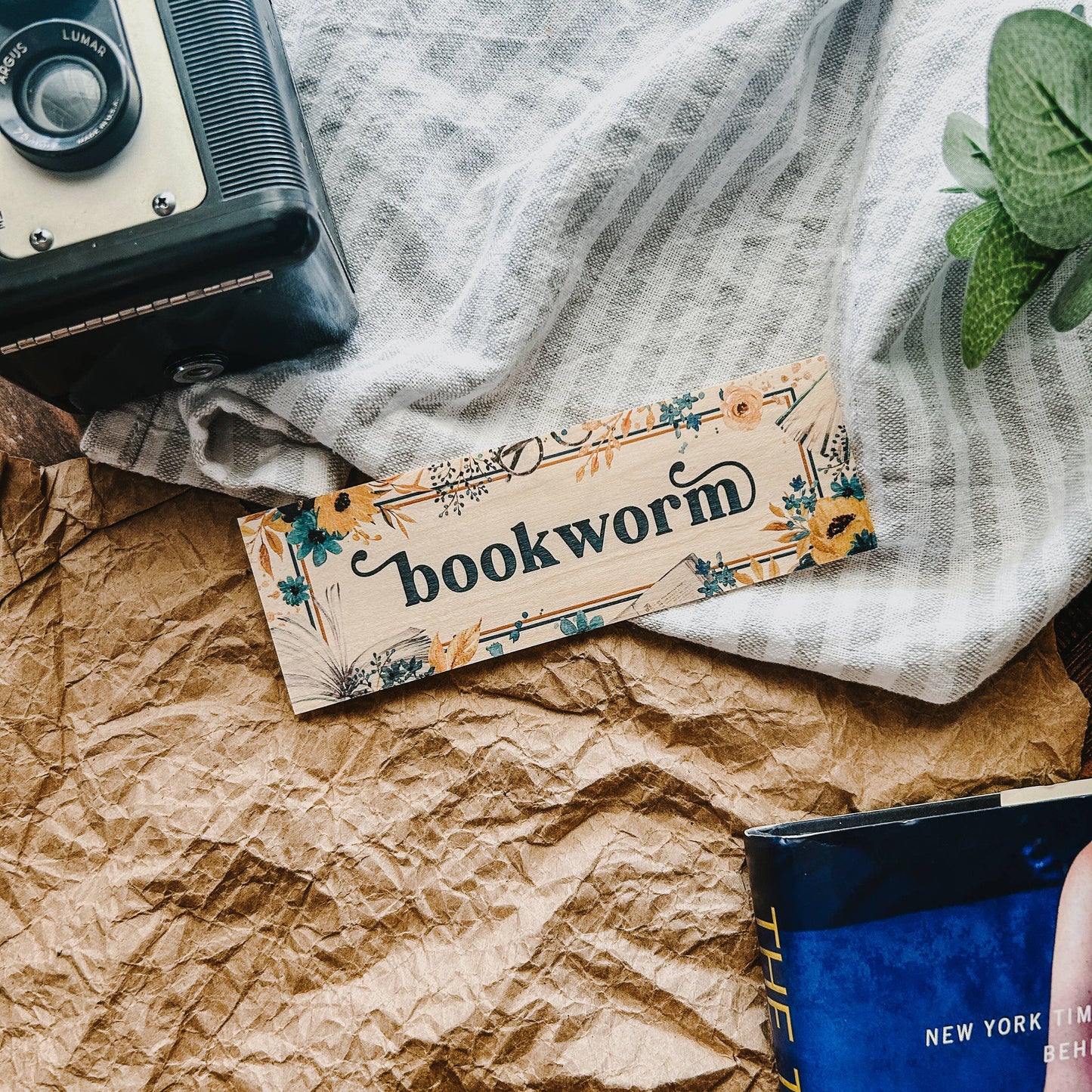 Bookworm Wooden Bookmark