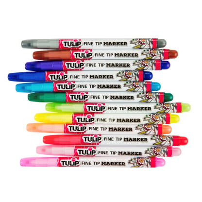 Tulip Fine-Tip Fabric Markers Rainbow 12 Pack