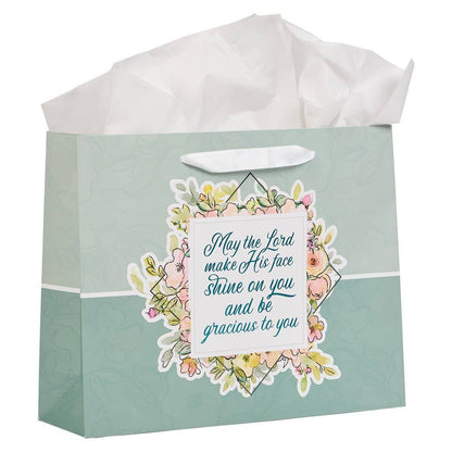 May His Face Shine Upon You Teal Large Landscape Gift Bag -