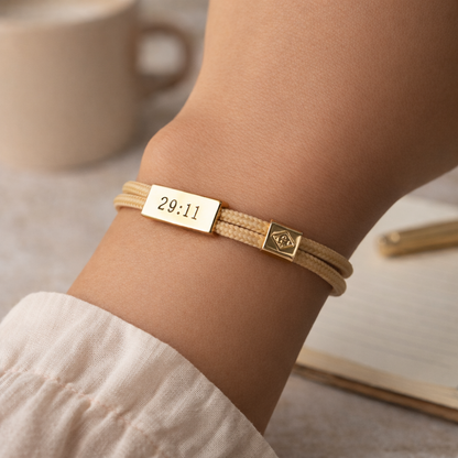 Sentiment Bracelet – 29:11 | Trust the Process, Mustard Cord