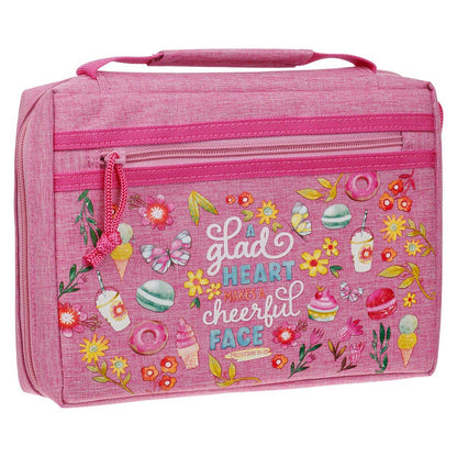 Bible Cover Fashion Pink A Glad Heart Makes Cheer Prov 15:13