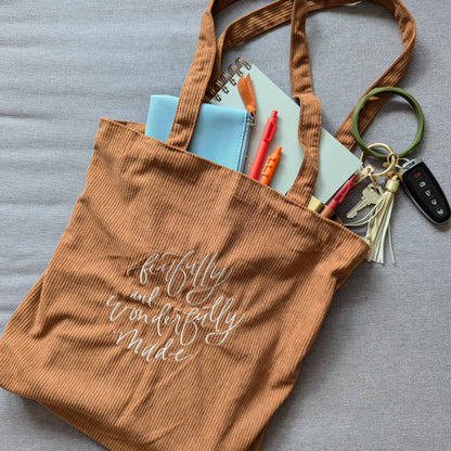 Wonderfully Made Corduroy Tote Bag