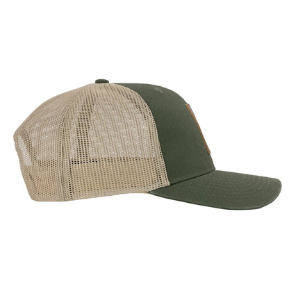 Kerusso Mens Cap Leather Cross Olive